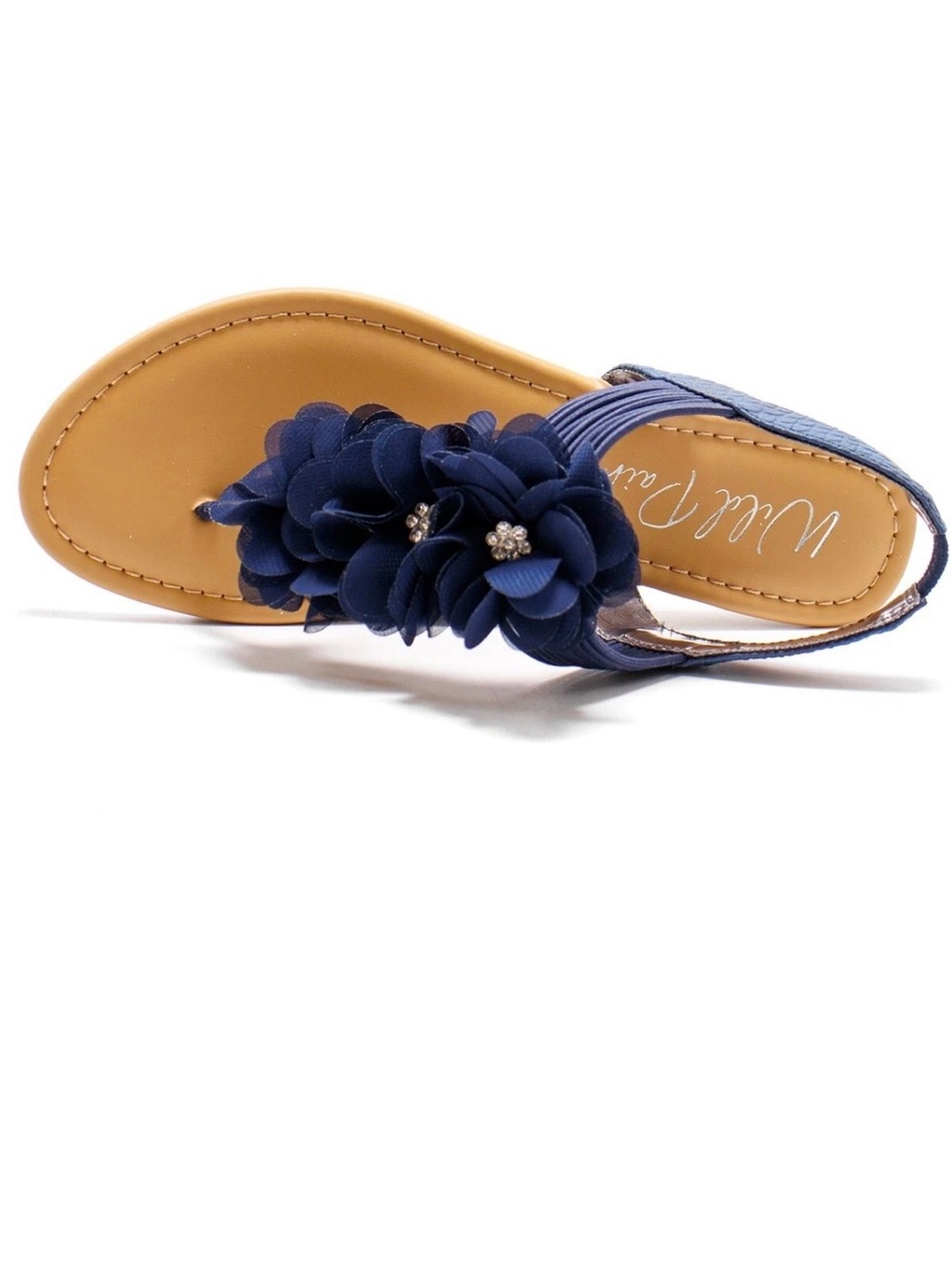 Wild Pair Navy Floral T-Strap Thong Sandal
